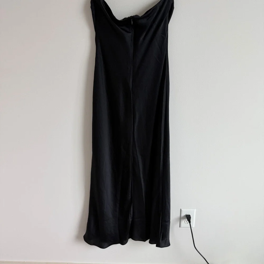 Abercrombie Black Satin Strapless Maxi Dress Women's Size‎ Large NWT